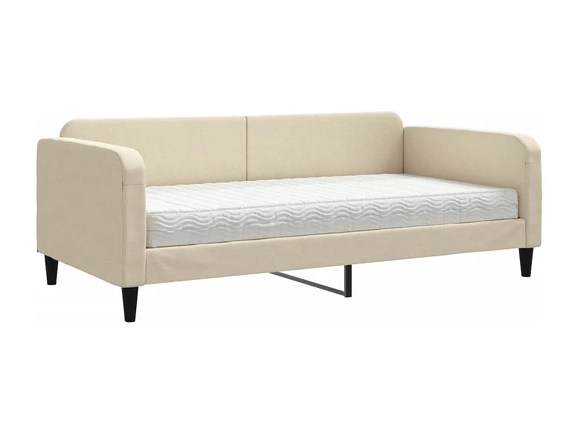 Lit de jour avec matelas crème 100x200 cm tissu