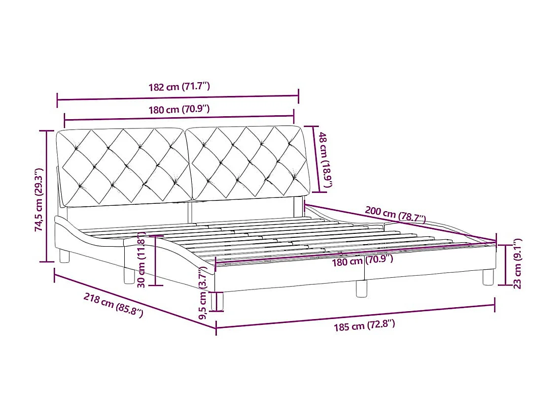 Donkergroen bedframe zonder matras 180x200 cm fluweel