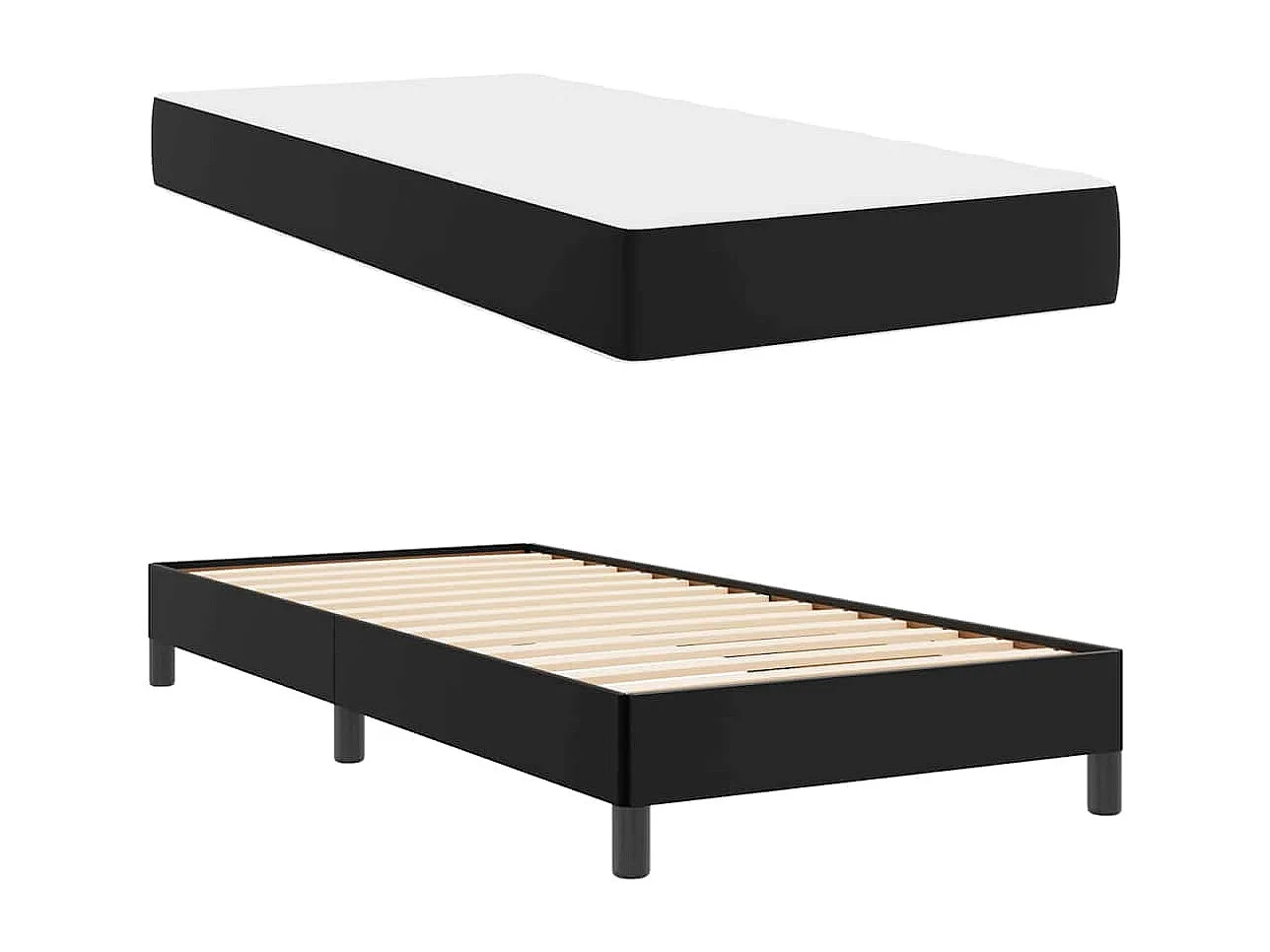 Bed met matras Zwart 90 x 190 cm Kunstleer