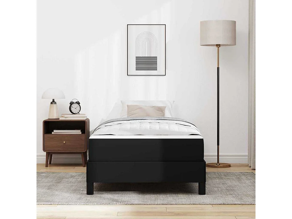 Lit avec matelas Noir 90 x 190 cm Faux cuir