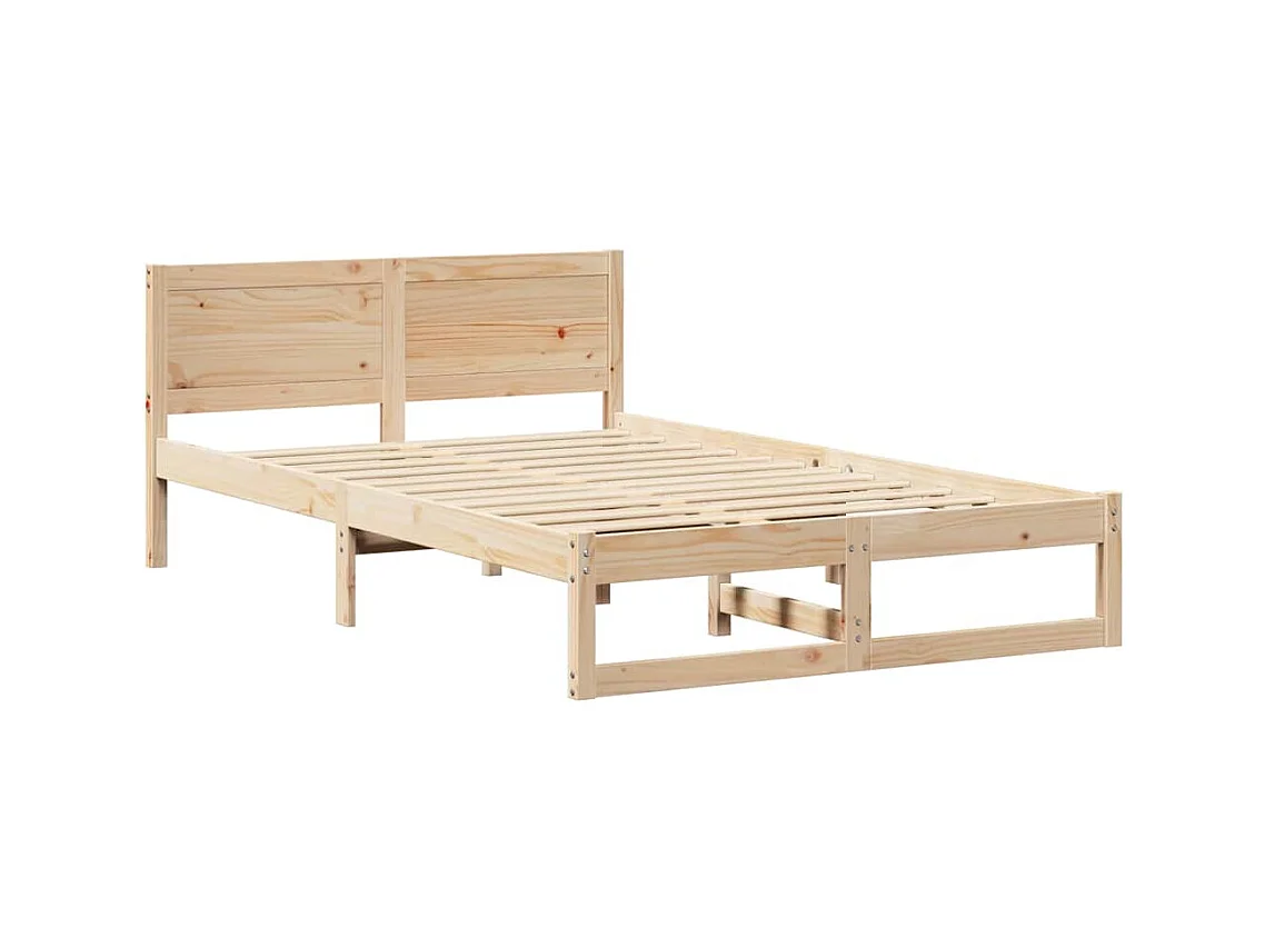 Struttura letto marrone 140 x 190 cm in legno massello di pino