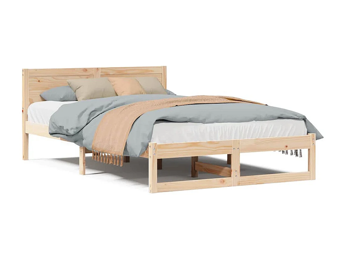Estructura de cama marrón 140 x 190 cm madera maciza de pino