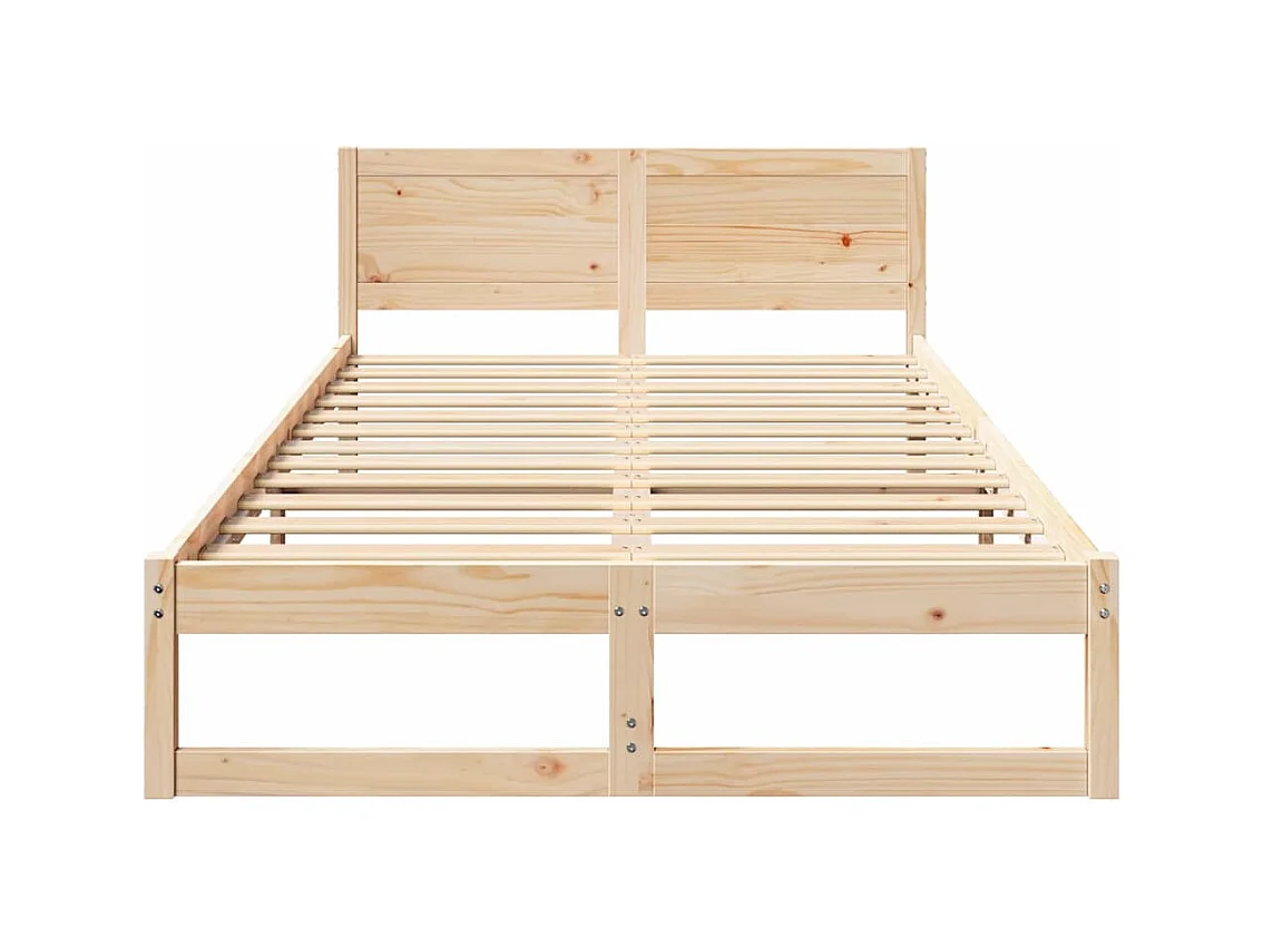 Estructura de cama marrón 140 x 190 cm madera maciza de pino