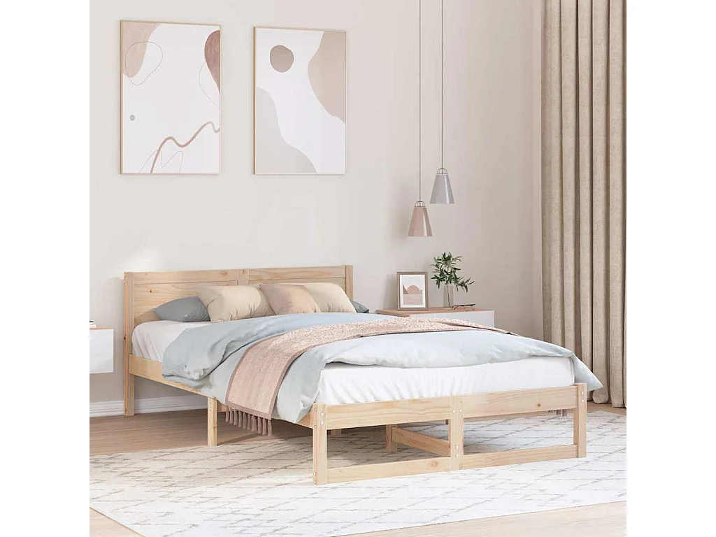 Cadre de lit Marron 140 x 190 cm Bois de pin massif