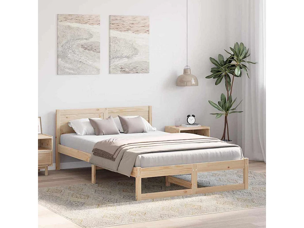 Cadre de lit Marron 140 x 190 cm Bois de pin massif