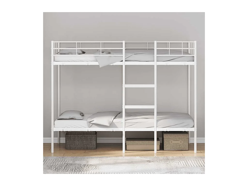 Letto a castello bianco senza materasso 90x190 cm in acciaio