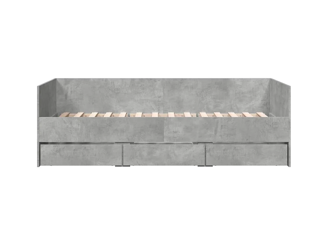 Divano letto con cassetti senza materasso grigio cemento 90x200 cm