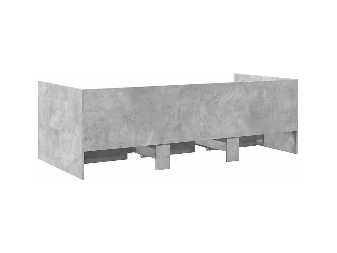 Divano letto con cassetti senza materasso grigio cemento 90x200 cm