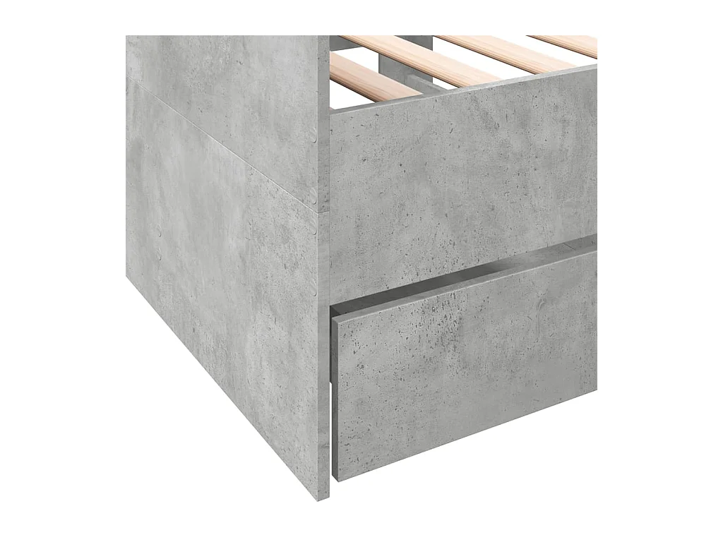 Divano letto con cassetti senza materasso grigio cemento 90x200 cm