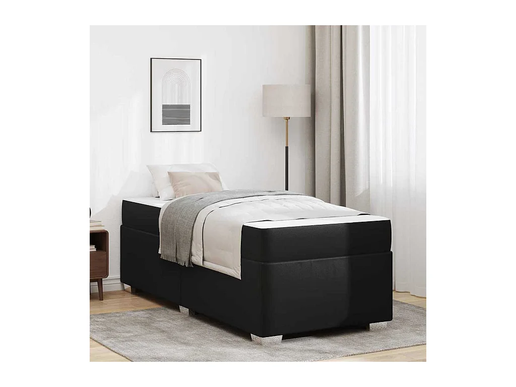 Estructura de cama negra de 90 x 190 cm en piel sintética