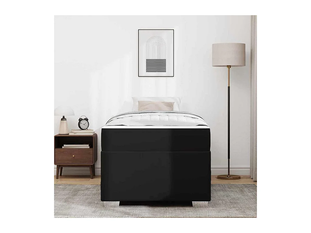 Estructura de cama negra de 90 x 190 cm en piel sintética
