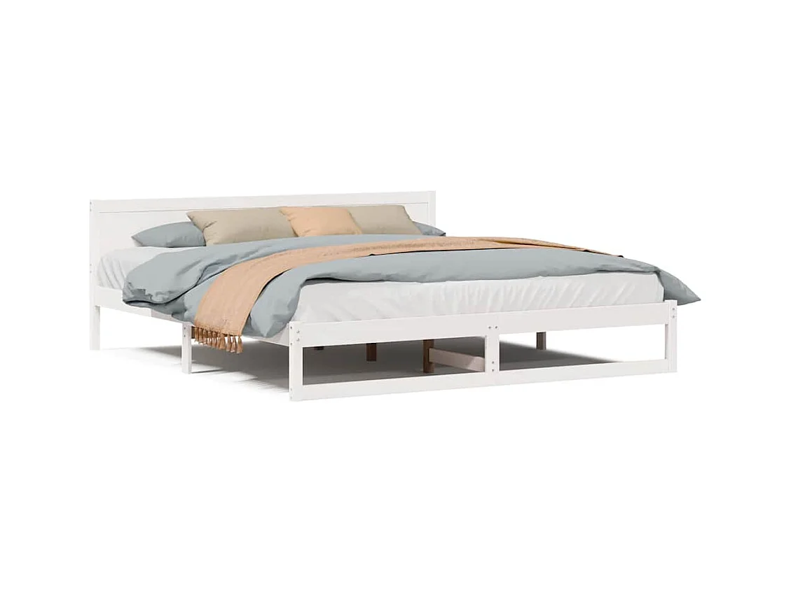 Wit bedframe 180 x 200 cm Massief grenenhout