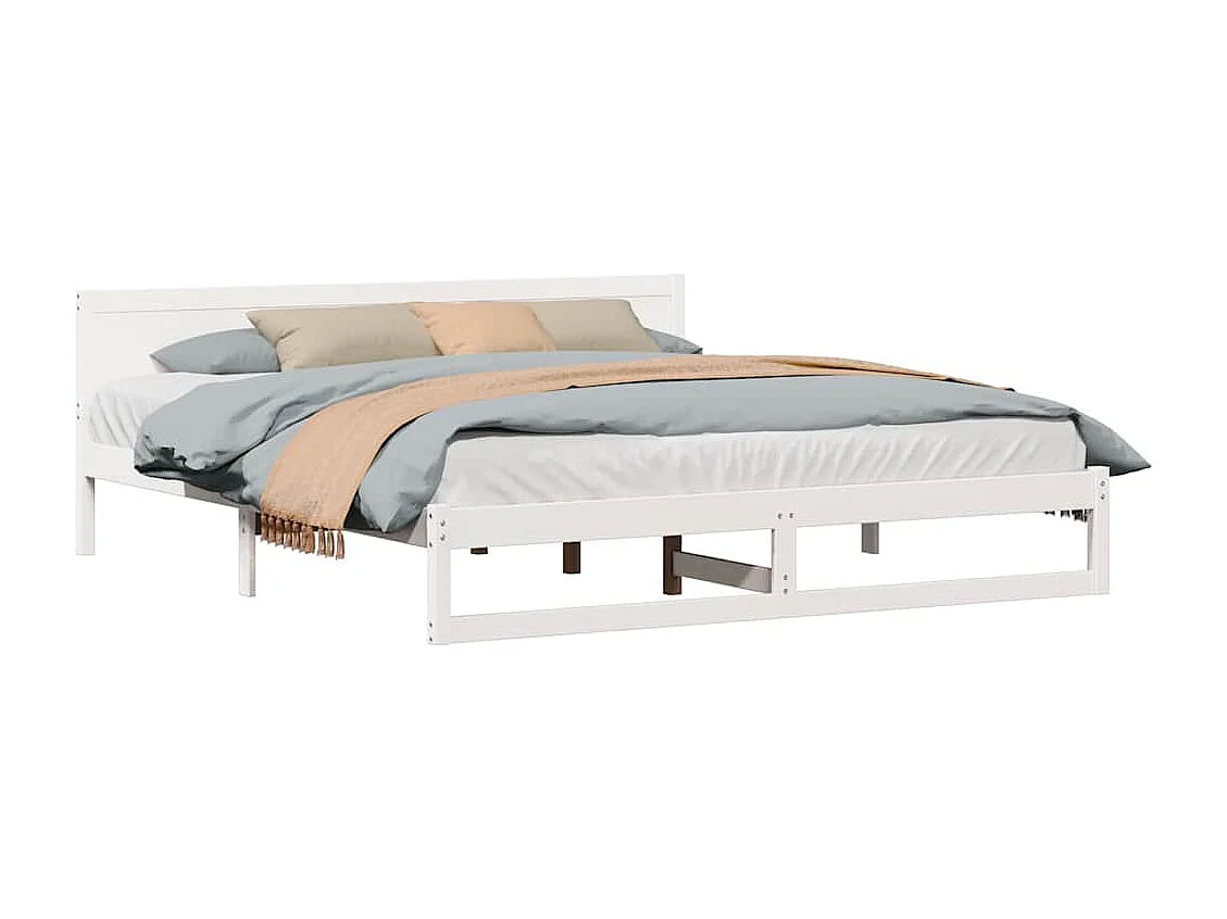Struttura letto bianca 180 x 200 cm Legno massello di pino