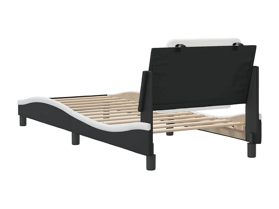 Cadre de lit sans matelas noir et blanc 90x190 cm similicuir