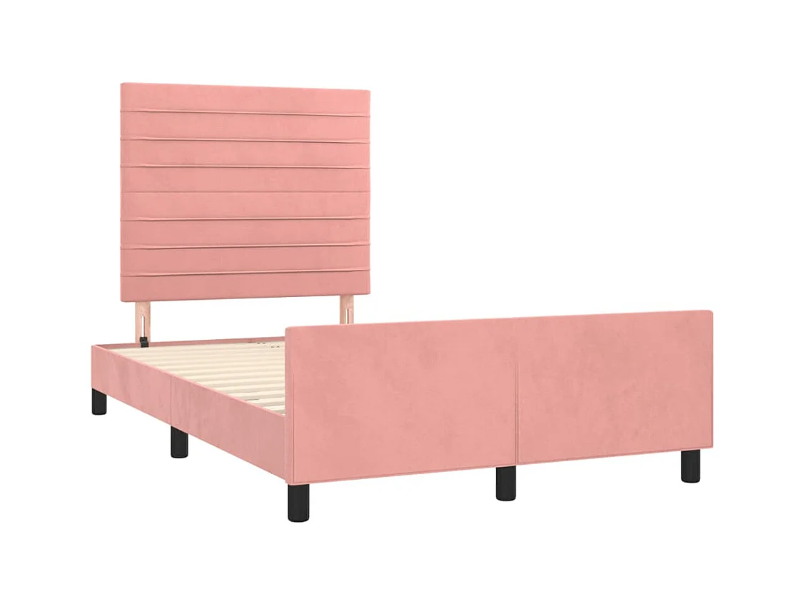 Estructura de cama sin colchón terciopelo rosa 120x200 cm