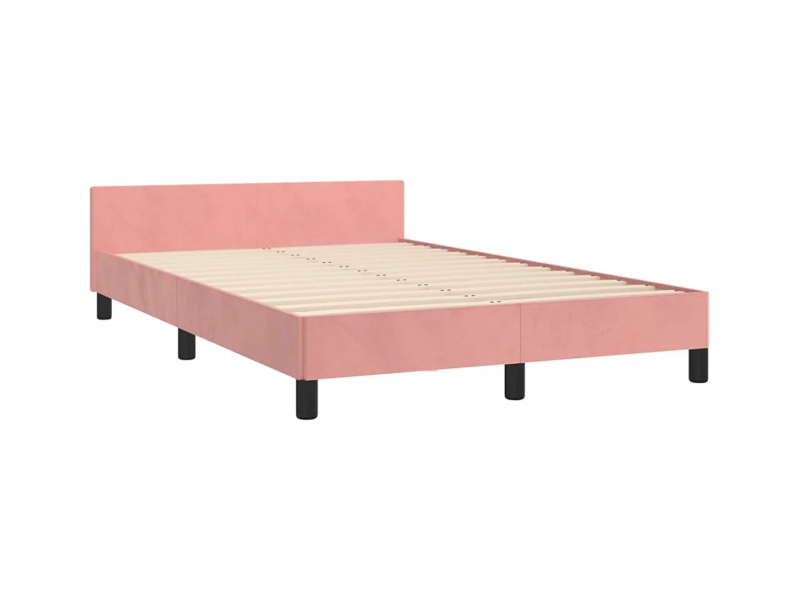 Estructura de cama sin colchón terciopelo rosa 120x200 cm
