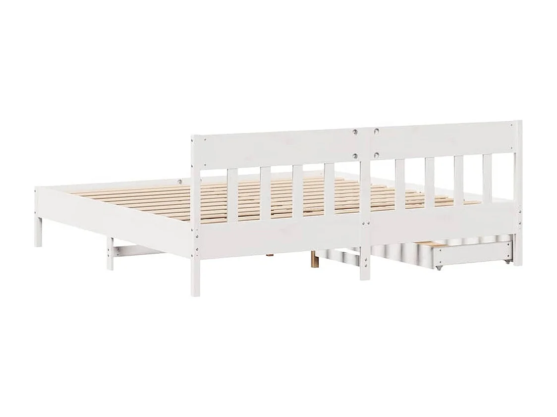 Cadre de lit sans matelas blanc 180x200 cm bois massif de pin
