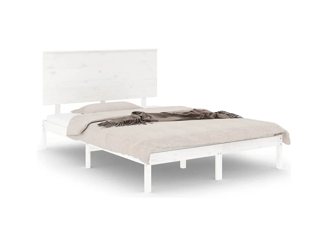 Estructura de cama sin colchón blanca 140x200 cm madera maciza de pino