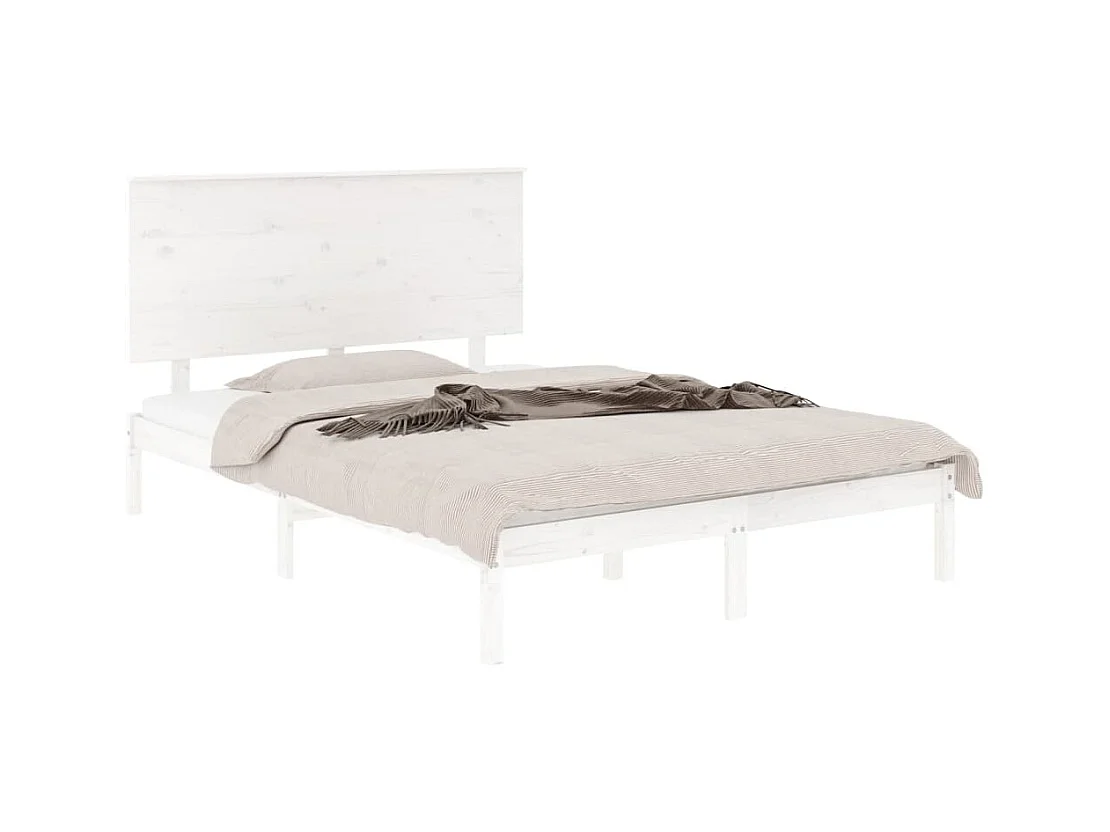 Estructura de cama sin colchón blanca 140x200 cm madera maciza de pino