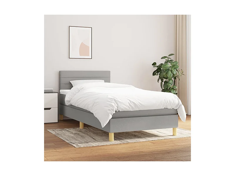 Lattenbodem met matras Lichtgrijs 90x200 cm Stof