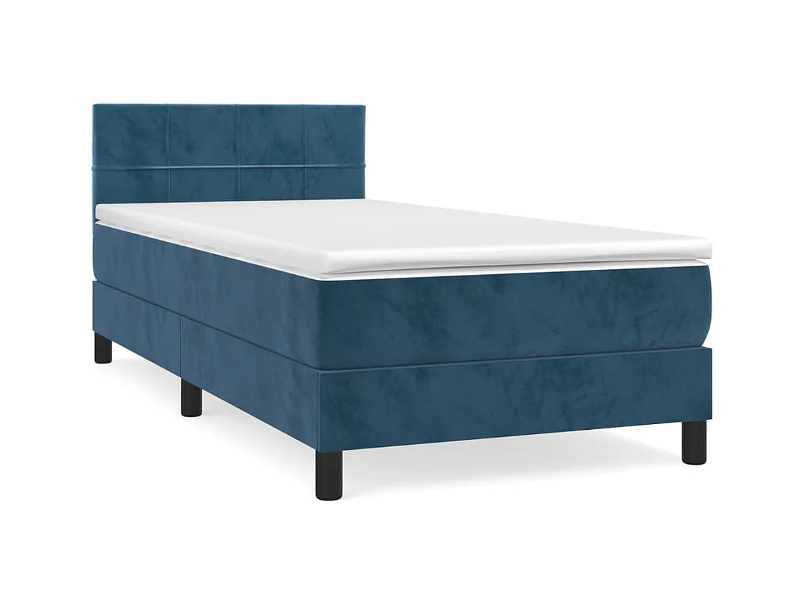 Donkerblauwe 80x200 cm fluwelen lattenbodem en matras