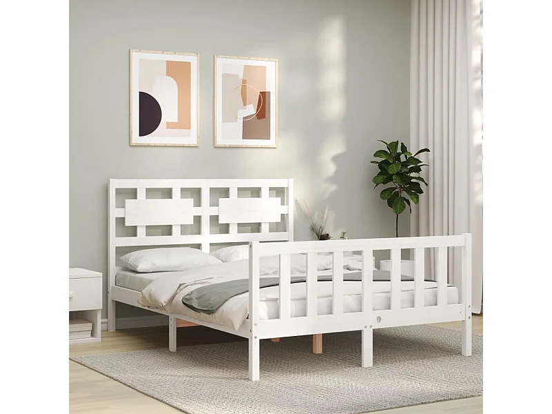 Cadre de lit sans matelas blanc 120x200 cm bois de pin massif