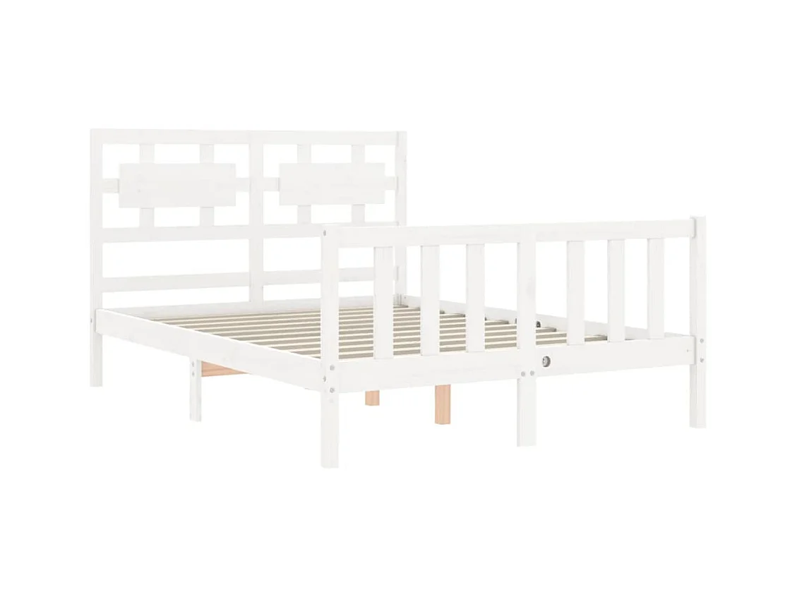 Cadre de lit sans matelas blanc 120x200 cm bois de pin massif