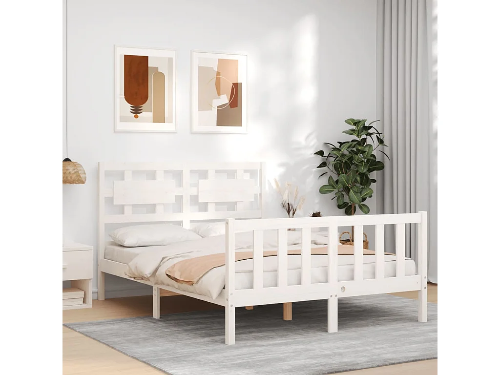 Bedframe zonder matras wit 120x200 cm massief grenenhout