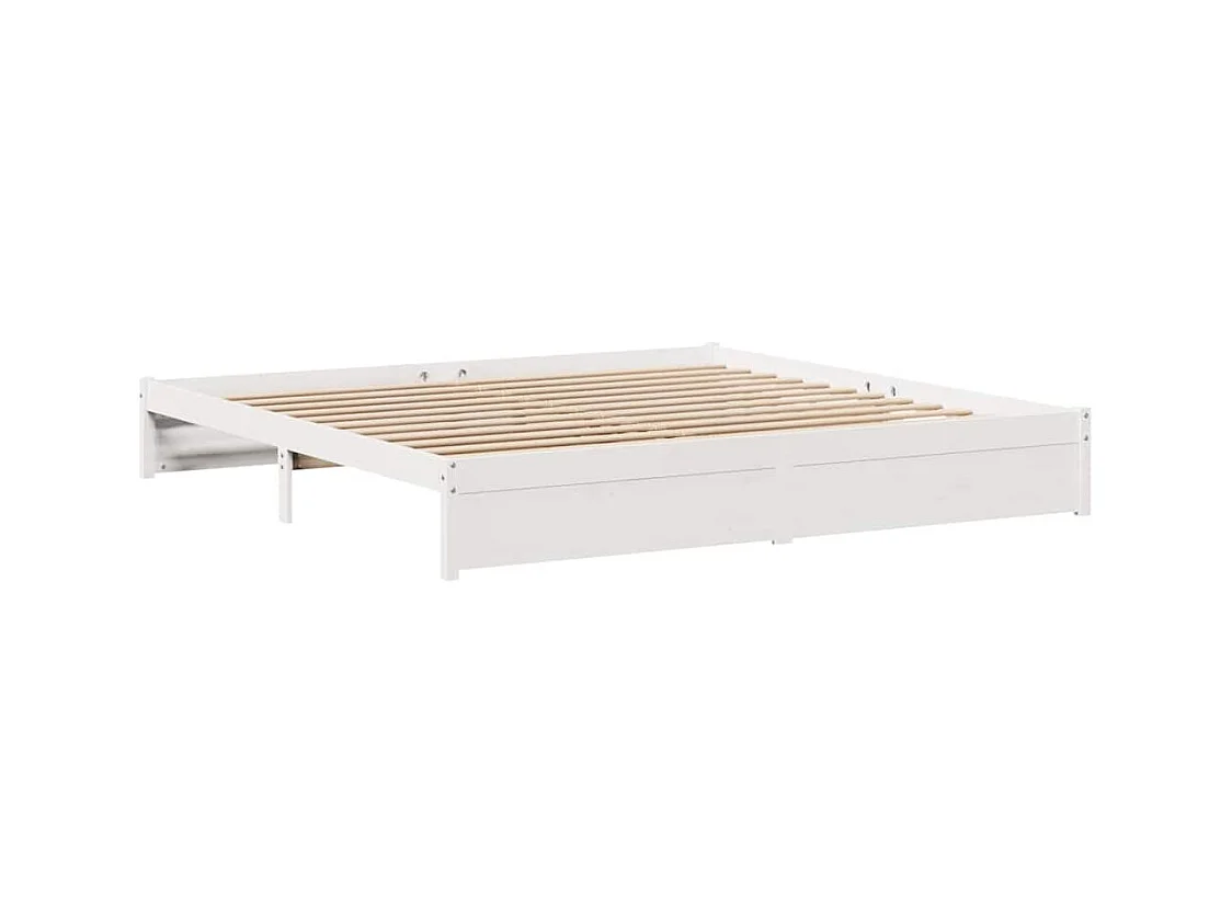 Bedframe zonder matras wit 200x200 cm massief grenenhout