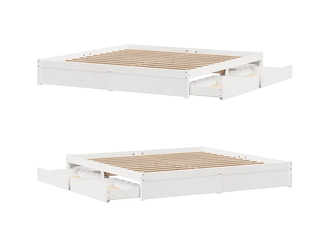 Bedframe zonder matras wit 200x200 cm massief grenenhout