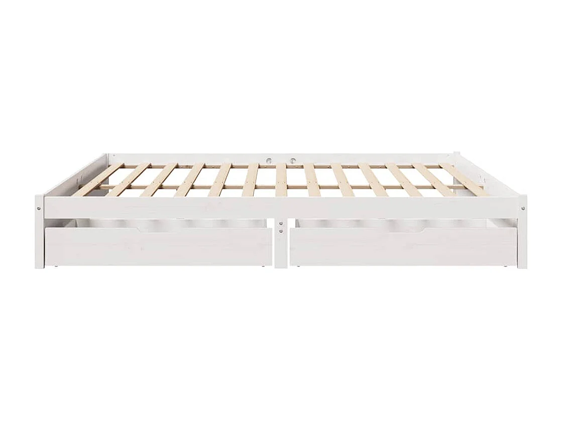 Struttura letto senza materasso bianco 200x200 cm in legno massello di pino