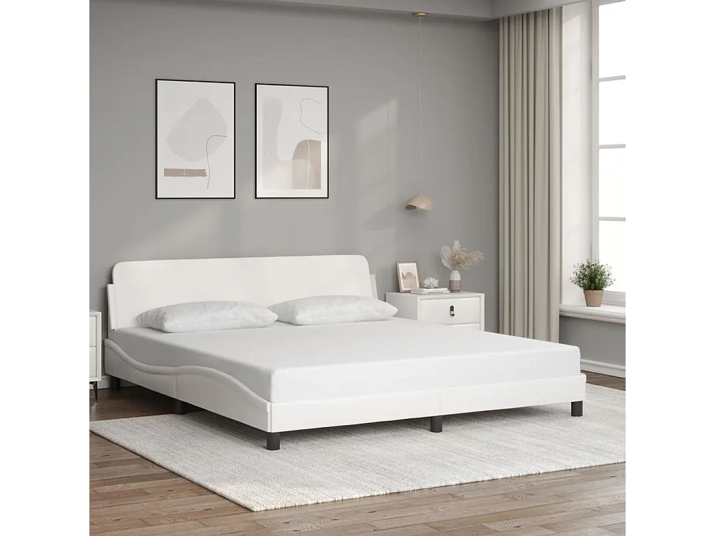 Cadre de lit sans matelas blanc 180x200 cm similicuir