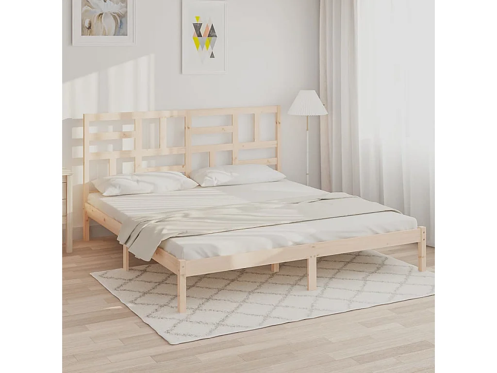 Cadre de lit sans matelas bois massif 200x200 cm