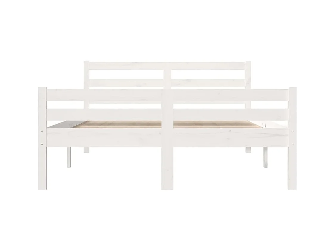 Estructura de cama sin colchón de madera maciza blanca 135x190 cm