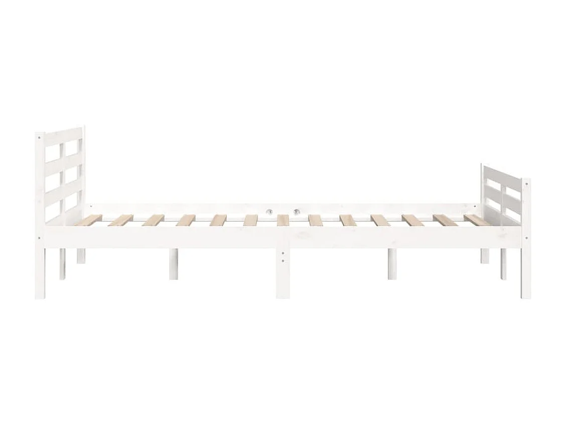 Estructura de cama sin colchón de madera maciza blanca 135x190 cm