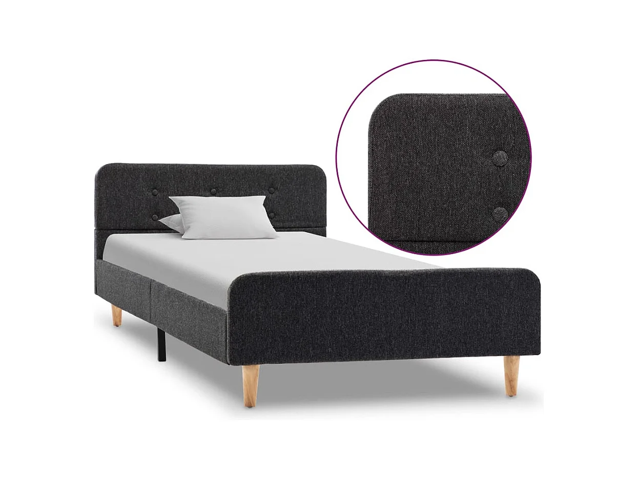 Donkergrijs jute bedframe 90x200 cm