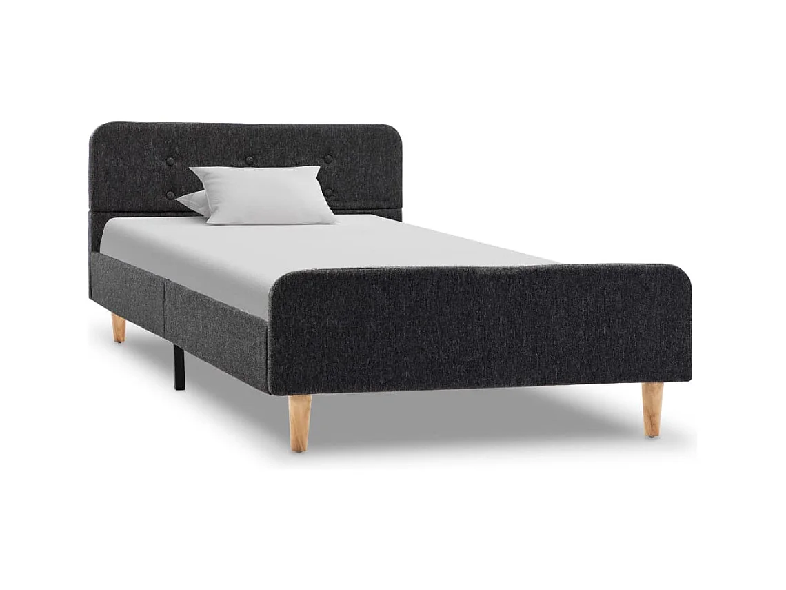 Donkergrijs jute bedframe 90x200 cm