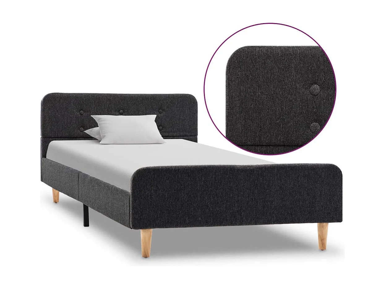 Struttura letto in juta grigio scuro 90x200 cm