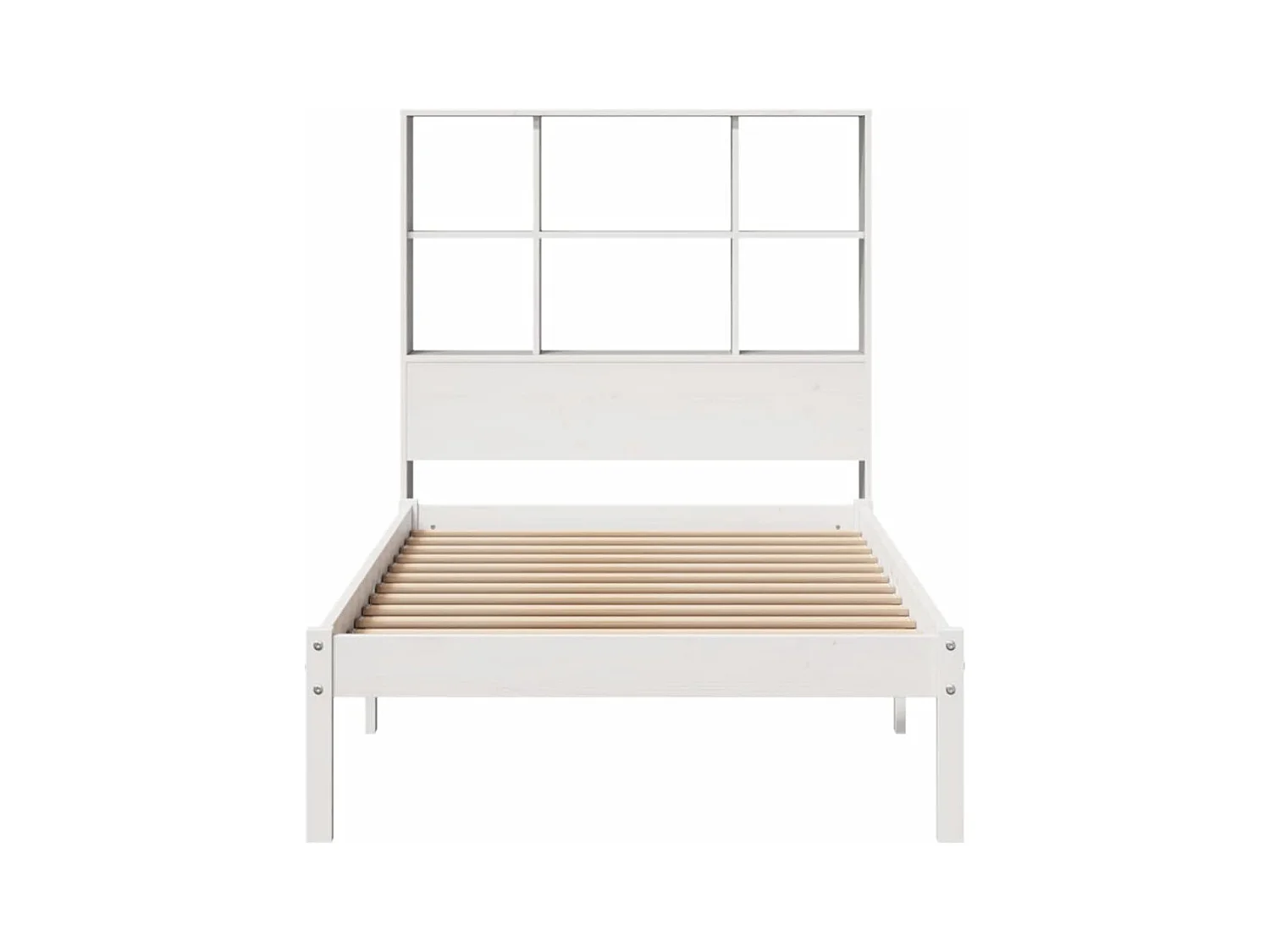 Letto libreria bianco senza materasso 90x200cm in legno massello di pino