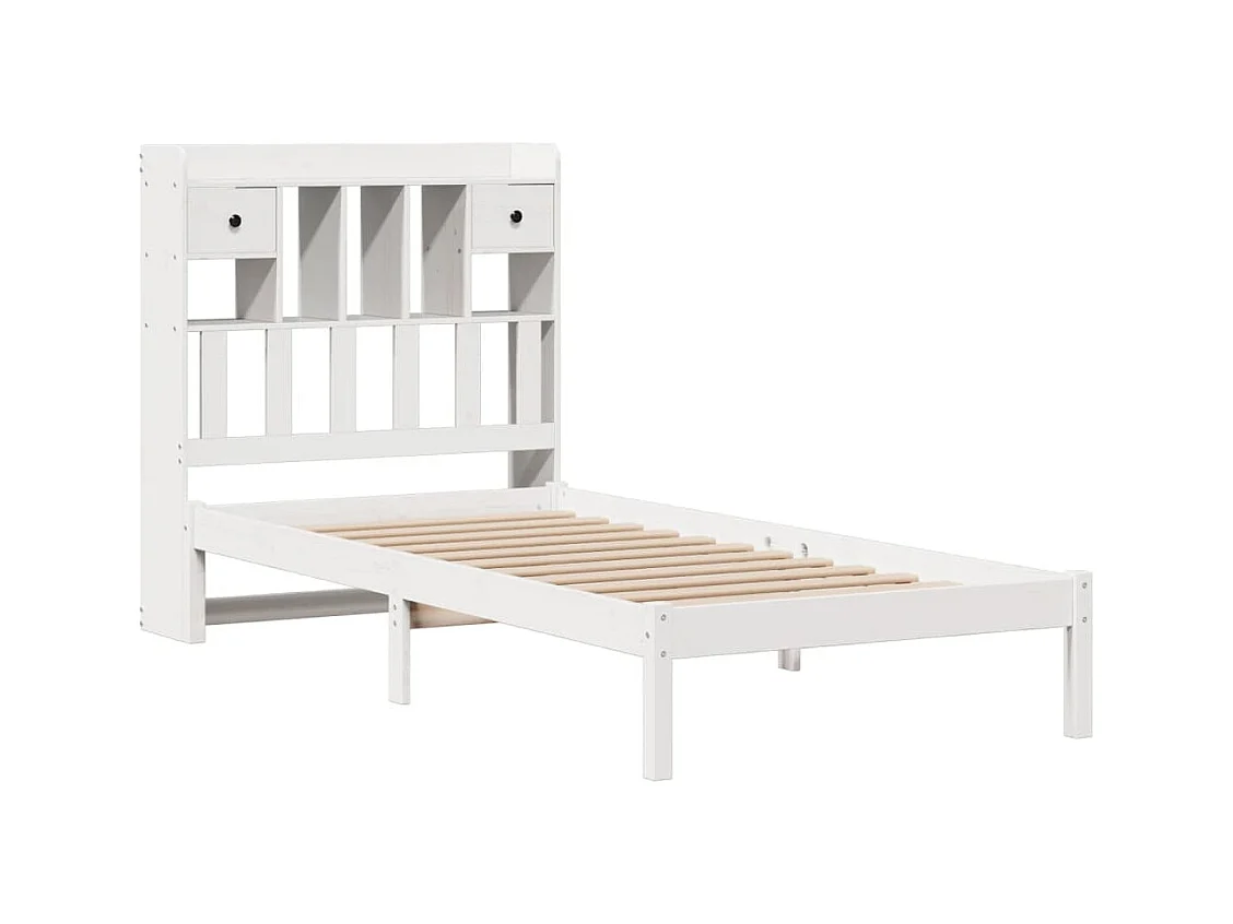 Wit boekenkastbed zonder matras 90x200cm massief grenenhout