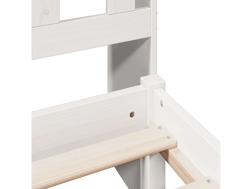 Cama librería blanca sin colchón 90x200cm madera maciza de pino