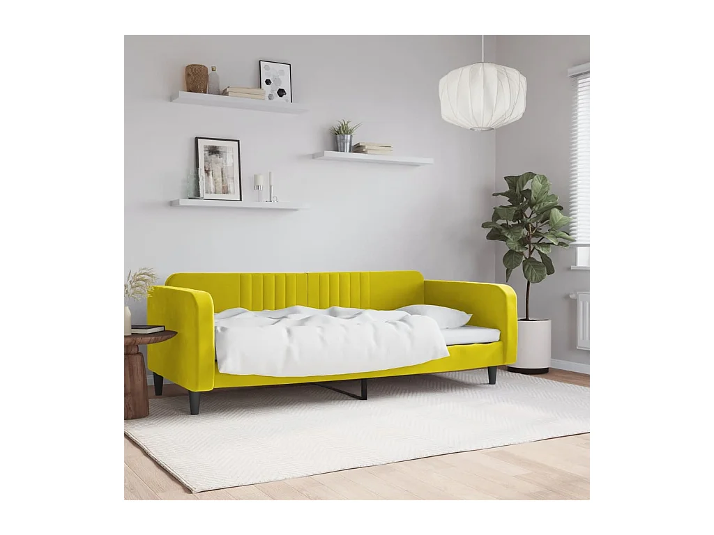 Dagbed zonder matras geel 100x200 cm fluweel