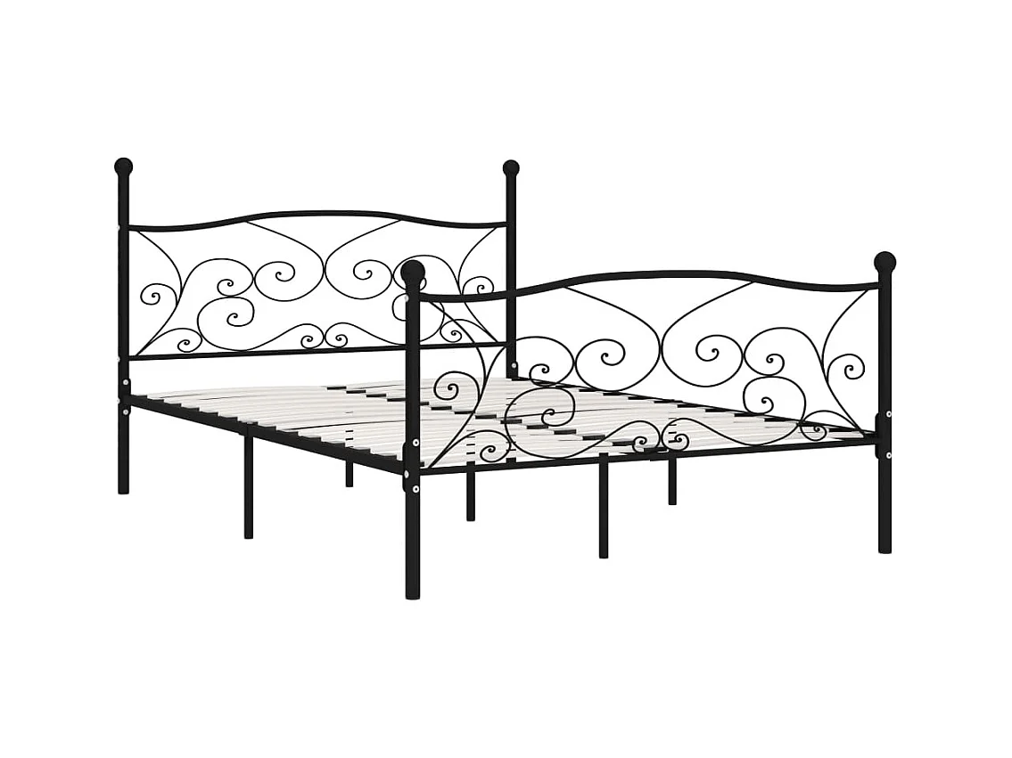 Zwart metalen bedframe en lattenbodem 140 x 200 cm