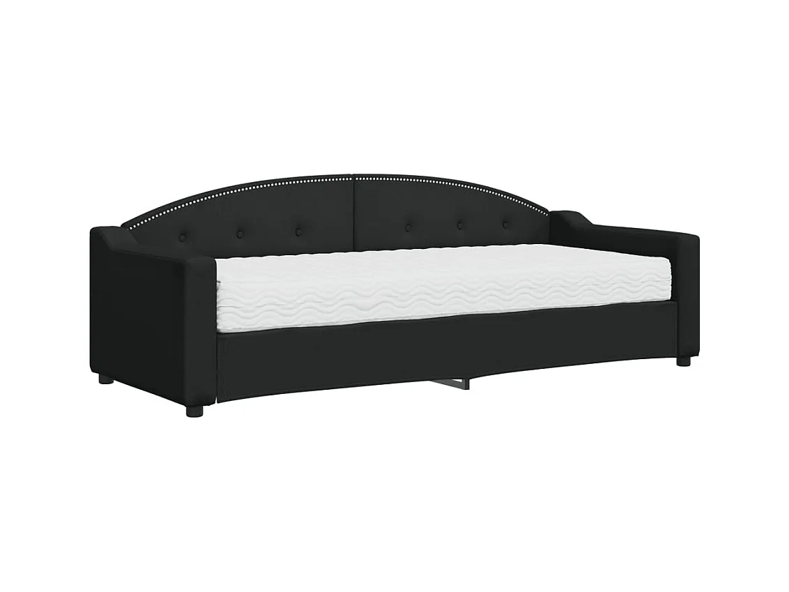 Lit de jour avec matelas noir 80x200 cm tissu