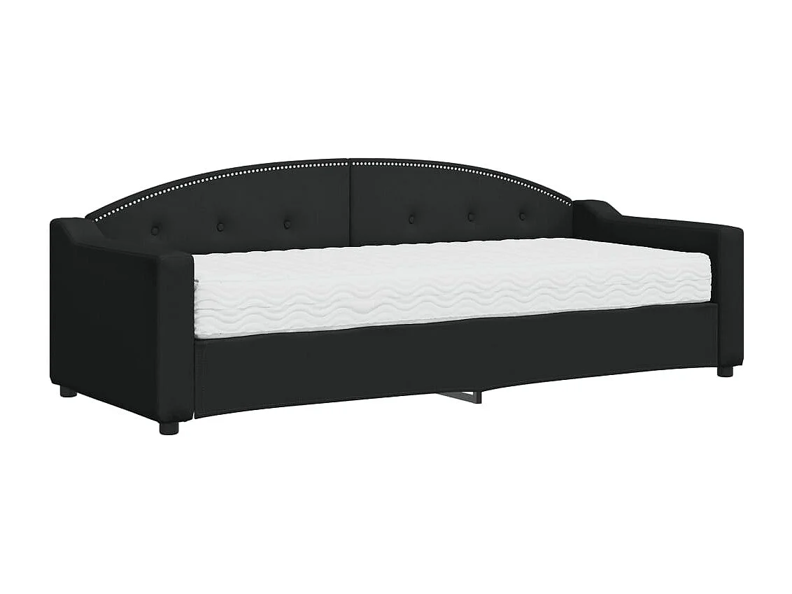 Lit de jour avec matelas noir 80x200 cm tissu