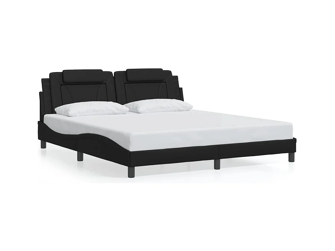 Cadre de lit avec LED sans matelas noir 180x200 cm