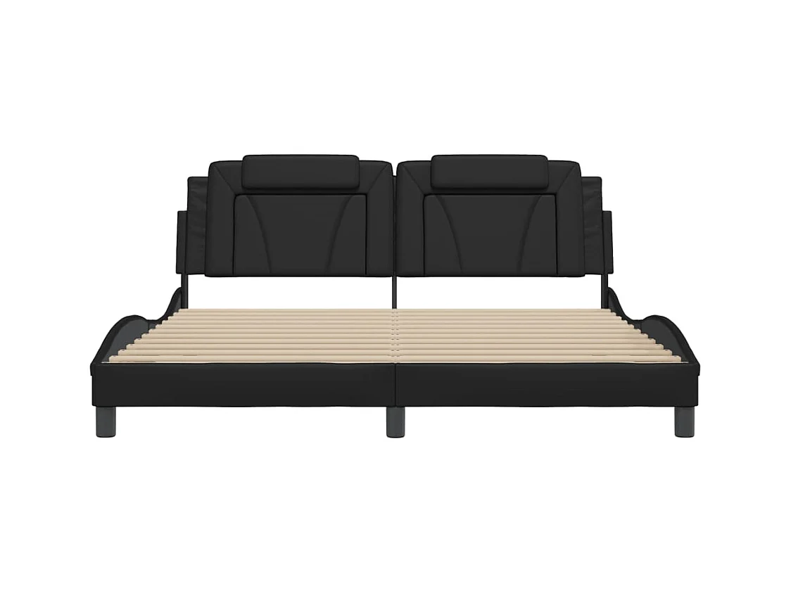 Cadre de lit avec LED sans matelas noir 180x200 cm