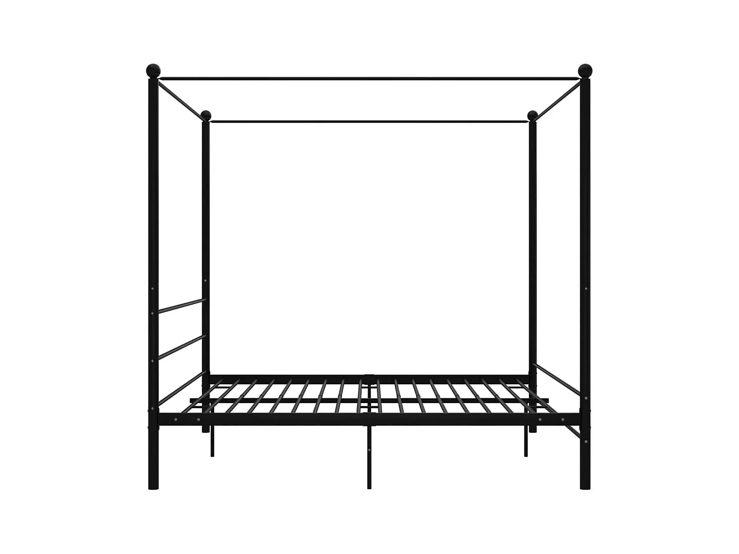 Struttura letto a baldacchino senza materasso in metallo nero 180x200 cm