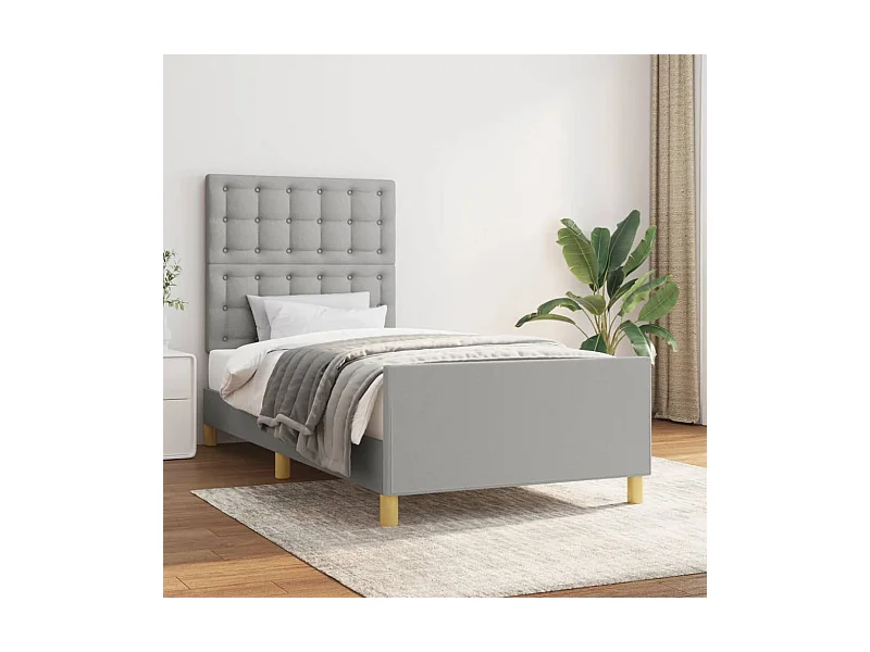 Struttura letto senza materasso con testiera grigio chiaro 90x200cm