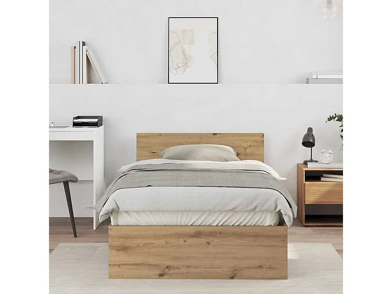 Struttura letto in rovere realizzata a mano 100 x 200 cm Legno ingegnerizzato